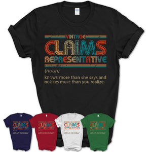 Claims Representative Definition Vintage Retro Colors Shirt, Coworker Birthday Gift TShirt