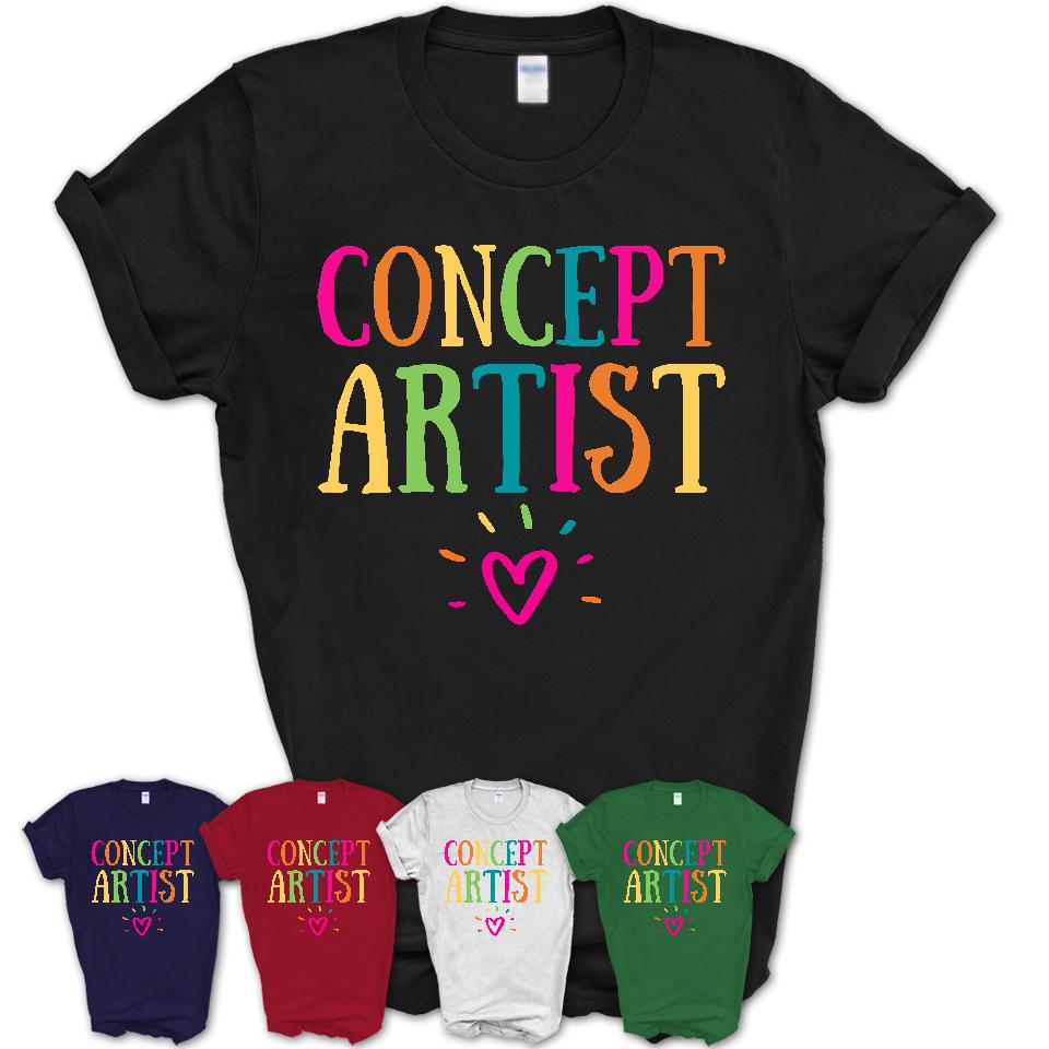 Concept Artist Rainbow Lettering Heart Shirt, Employee Appreciation Gifts
