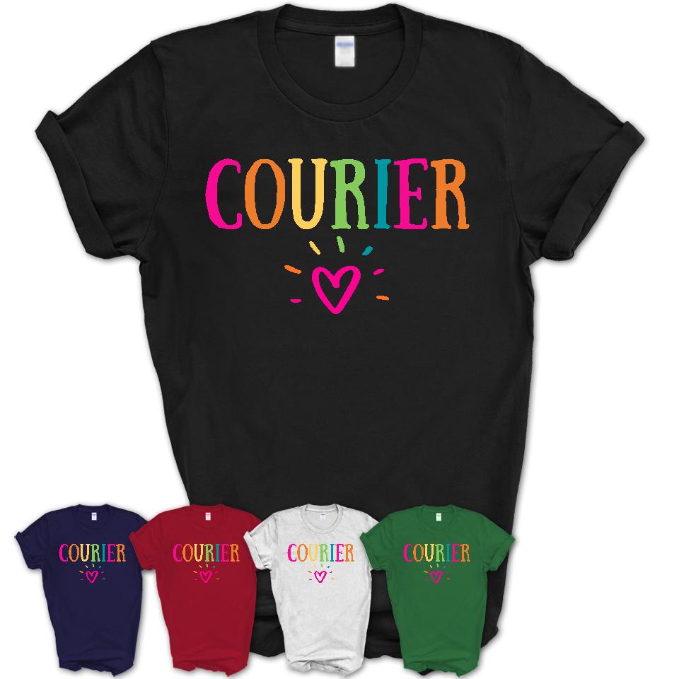 Courier Rainbow Lettering Heart Shirt, Employee Appreciation Gifts
