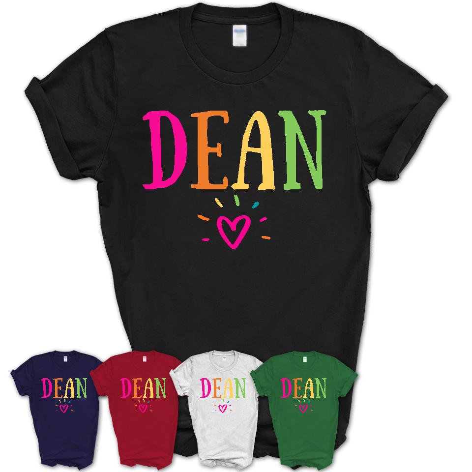 Dean Rainbow Lettering Heart Shirt, Employee Appreciation Gifts