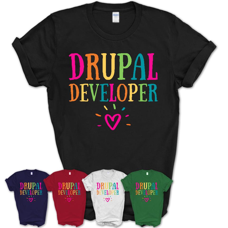 Drupal Developer Rainbow Lettering Heart Shirt, Employee Appreciation Gifts