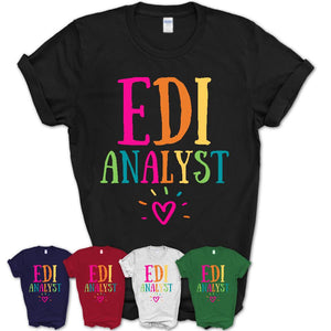 Edi Analyst Rainbow Lettering Heart Shirt, Employee Appreciation Gifts