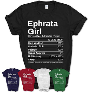 Ephrata Girl Pennsylvania Nutrition Facts Proud Vintage Sport Born Living City Home Roots USA Gift Women T-Shirt