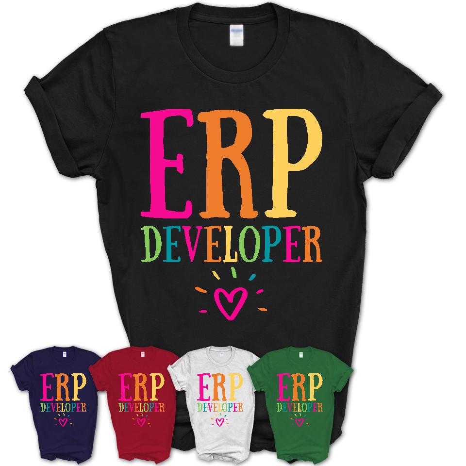 Erp Developer Rainbow Lettering Heart Shirt, Employee Appreciation Gifts