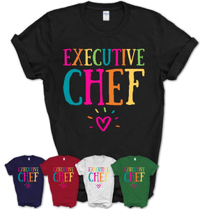 Executive Chef Rainbow Lettering Heart Shirt, Employee Appreciation Gifts