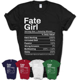Fate Girl Texas Nutrition Facts Proud Vintage Sport Born Living City Home Roots USA Gift Women T-Shirt
