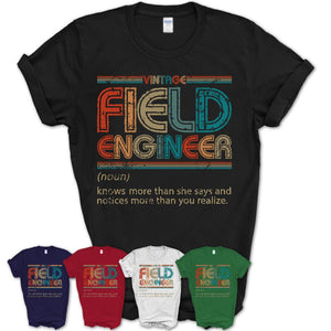 Field Engineer Definition Vintage Retro Colors Shirt, Coworker Birthday Gift TShirt