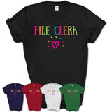 File Clerk Rainbow Lettering Heart Shirt, Employee Appreciation Gifts