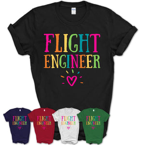 Flight Engineer Rainbow Lettering Heart Shirt, Employee Appreciation Gifts