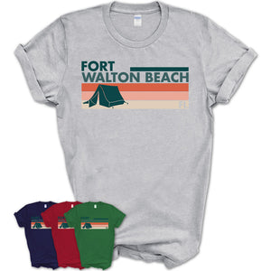 Florida Fort Walton Beach Camping Shirt for Family Teammates Vintage Retro Colors