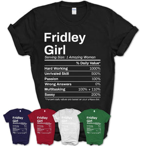 Fridley Girl Minnesota Nutrition Facts Proud Vintage Sport Born Living City Home Roots USA Gift Women T-Shirt