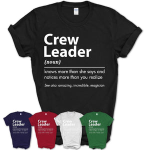 Funny Crew Leader Definition Shirt, New Job Gift for Crew Leader, Coworker Gift Idea