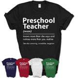 Funny Preschool Teacher Definition Shirt, New Job Gift for Preschool Teacher, Coworker Gift Idea