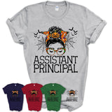 Halloween Assistant Principal Shirt, Messy Bun Girl Shirt, Funny Coworker Gift in Halloween, Scary Costume Team Shirt