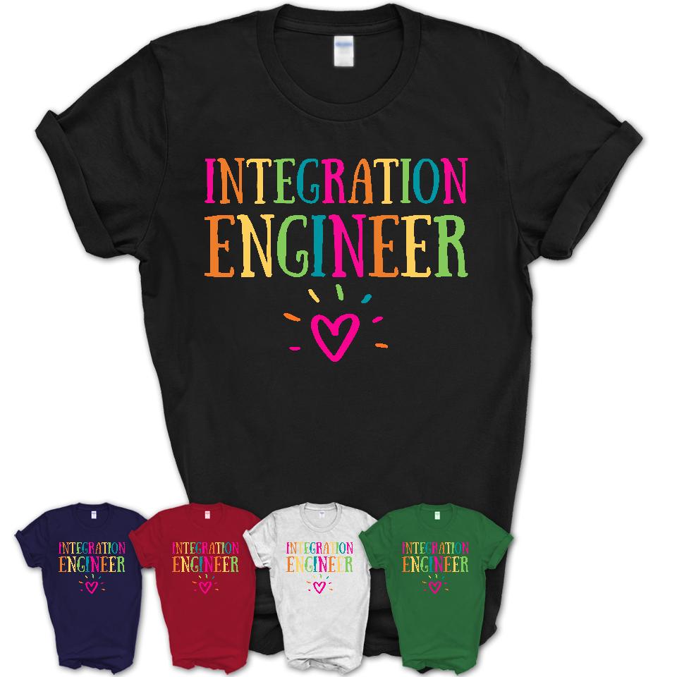 Integration Engineer Rainbow Lettering Heart Shirt, Employee Appreciation Gifts