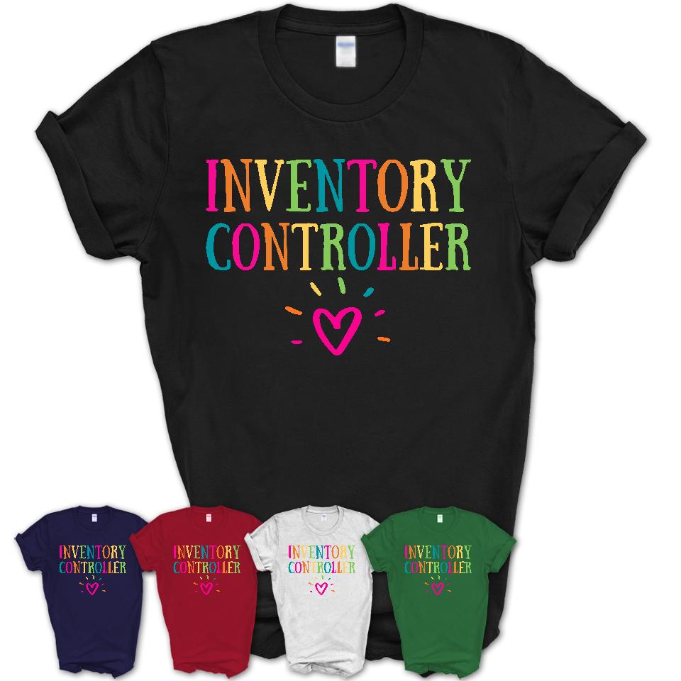 Inventory Controller Rainbow Lettering Heart Shirt, Employee Appreciation Gifts