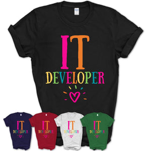 It Developer Rainbow Lettering Heart Shirt, Employee Appreciation Gifts
