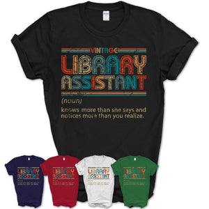 Library Assistant Definition Vintage Retro Colors Shirt, Coworker Birthday Gift TShirt