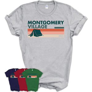 Maryland Montgomery Village Camping Shirt for Family Teammates Vintage Retro Colors