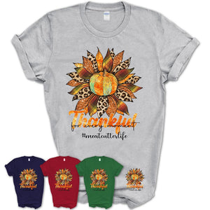 Meat Cutter Life Shirt, Leopard Sunflower Sweater for Fall Lovers, Thankful for every moment Meat Cutter Women Gift