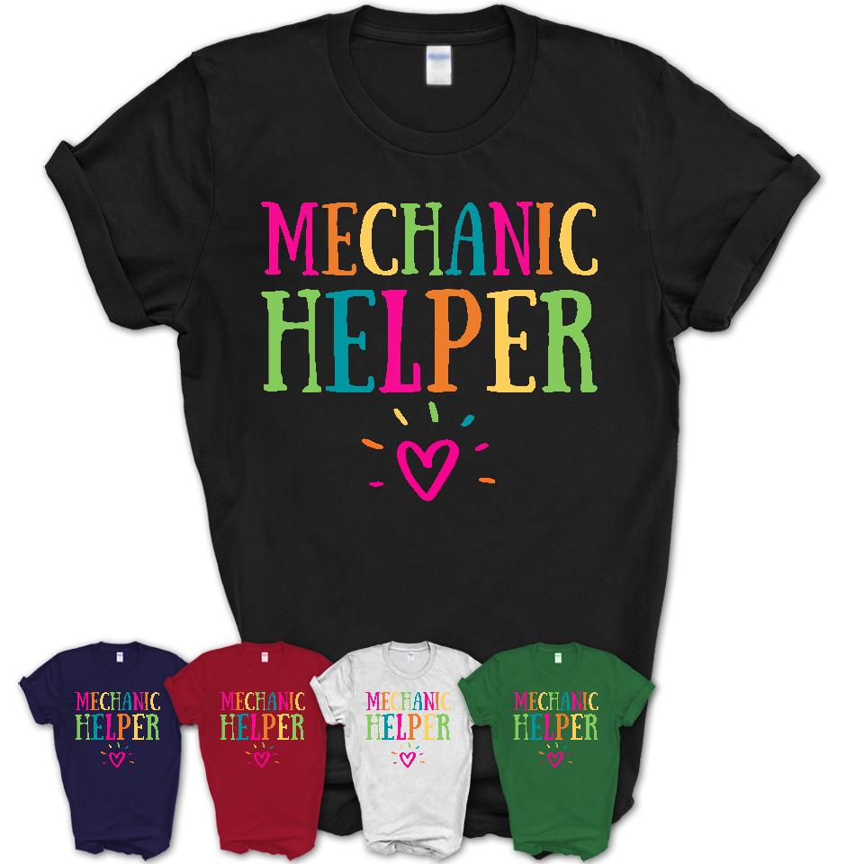 Mechanic Helper Rainbow Lettering Heart Shirt, Employee Appreciation Gifts