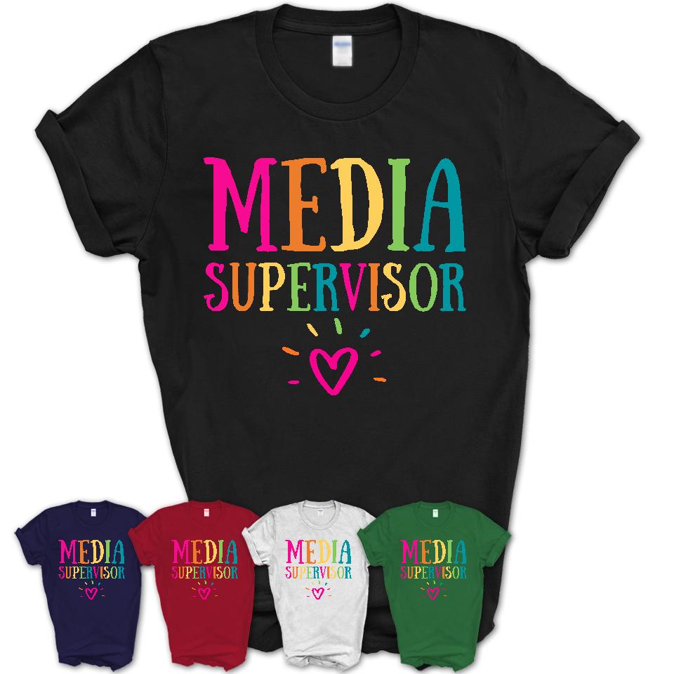 Media Supervisor Rainbow Lettering Heart Shirt, Employee Appreciation Gifts