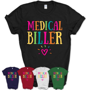 Medical Biller Rainbow Lettering Heart Shirt, Employee Appreciation Gifts