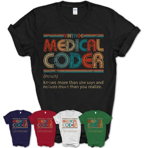 Medical Coder Definition Vintage Retro Colors Shirt, Coworker Birthday Gift TShirt