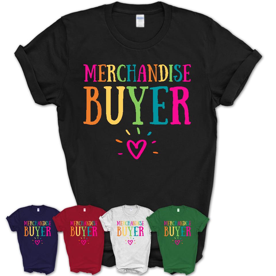 Merchandise Buyer Rainbow Lettering Heart Shirt, Employee Appreciation Gifts