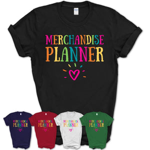Merchandise Planner Rainbow Lettering Heart Shirt, Employee Appreciation Gifts
