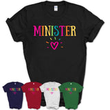 Minister Rainbow Lettering Heart Shirt, Employee Appreciation Gifts