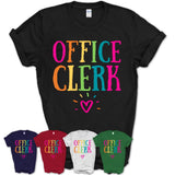 Office Clerk Rainbow Lettering Heart Shirt, Employee Appreciation Gifts