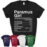 Paramus Girl New Jersey Nutrition Facts Proud Vintage Sport Born Living City Home Roots USA Gift Women T-Shirt