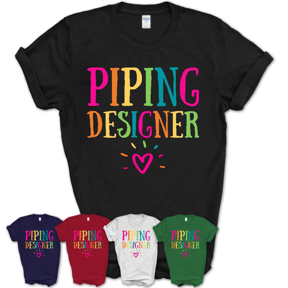 Piping Designer Rainbow Lettering Heart Shirt, Employee Appreciation Gifts