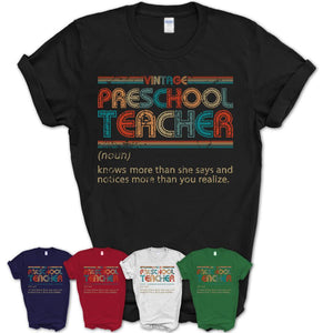 Preschool Teacher Definition Vintage Retro Colors Shirt, Coworker Birthday Gift TShirt