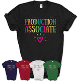 Production Associate Rainbow Lettering Heart Shirt, Employee Appreciation Gifts