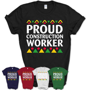 Proud Construction Worker Africa Pride Black History Month T-Shirt