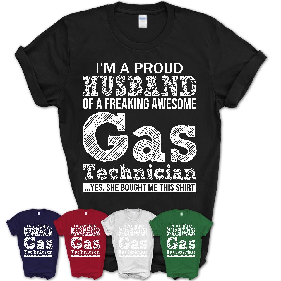Proud Husband of A Freaking Awesome Gas Technician Wife Shirt, Husband Valentine Gift, Anniversary Couple Shirt