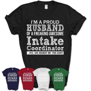 Proud Husband of A Freaking Awesome Intake Coordinator Wife Shirt, Husband Valentine Gift, Anniversary Couple Shirt