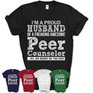 Proud Husband of A Freaking Awesome Peer Counselor Wife Shirt, Husband Valentine Gift, Anniversary Couple Shirt