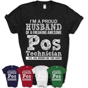 Proud Husband of A Freaking Awesome Pos Technician Wife Shirt, Husband Valentine Gift, Anniversary Couple Shirt