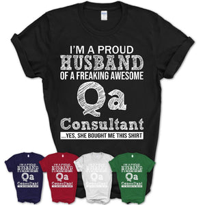 Proud Husband of A Freaking Awesome Qa Consultant Wife Shirt, Husband Valentine Gift, Anniversary Couple Shirt