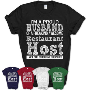 Proud Husband of A Freaking Awesome Restaurant Host Wife Shirt, Husband Valentine Gift, Anniversary Couple Shirt