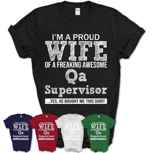 Proud Wife of A Freaking Awesome Qa Supervisor Husband Shirt, Wife Valentine Gift, Anniversary Couple Shirt