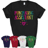 Purchasing Assistant Rainbow Lettering Heart Shirt, Employee Appreciation Gifts