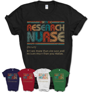 Research Nurse Definition Vintage Retro Colors Shirt, Coworker Birthday Gift TShirt