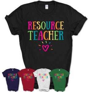 Resource Teacher Rainbow Lettering Heart Shirt, Employee Appreciation Gifts