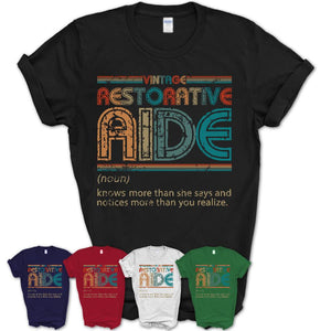 Restorative Aide Definition Vintage Retro Colors Shirt, Coworker Birthday Gift TShirt