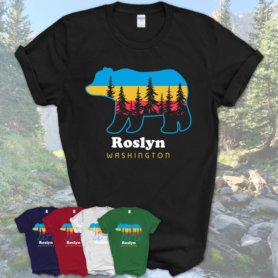 Roslyn Washington Funny Mountain Hiking Camping Adventure Bear Pattern Vintage Gift Shirt