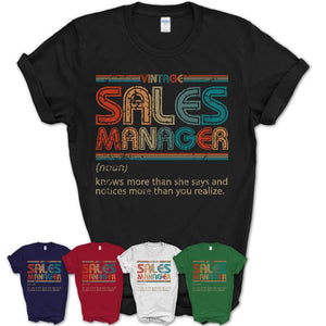 Sales Manager Definition Vintage Retro Colors Shirt, Coworker Birthday Gift TShirt